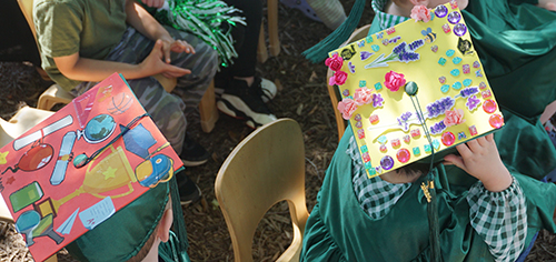 CYC students' decorated graduation caps