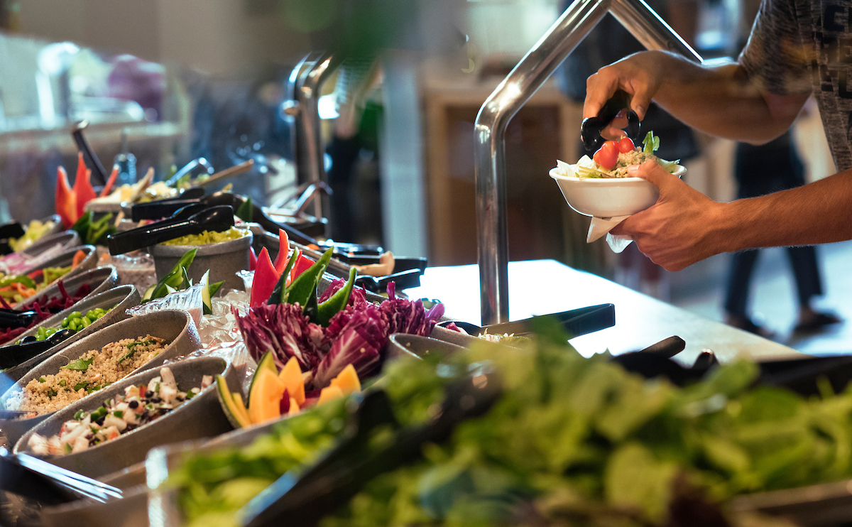 a salad bar at Mean Greens cafe