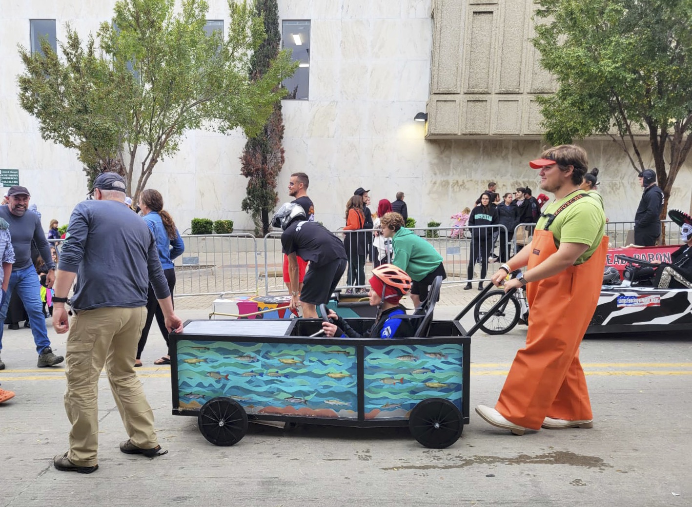 American Fisheries Society student subunit members participating in the coffin race