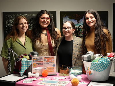 Students in a multidisciplinary social entrepreneurship class gathered at the UNT CoLab to celebrate student developed crowdfunding campaigns.