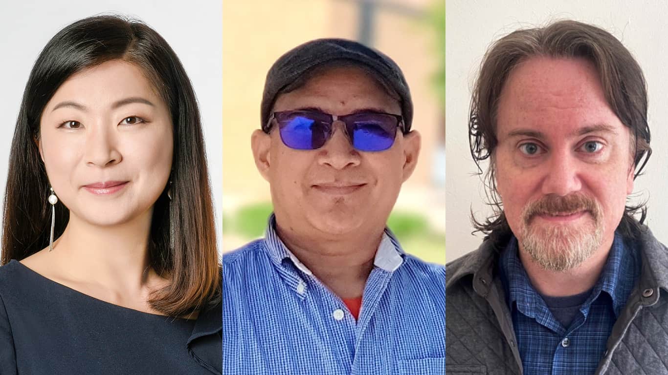 From left: UNT faculty members and 2025-26 IAA fellows Sungji Hong, Binod Shrestha and Josh Gilbert