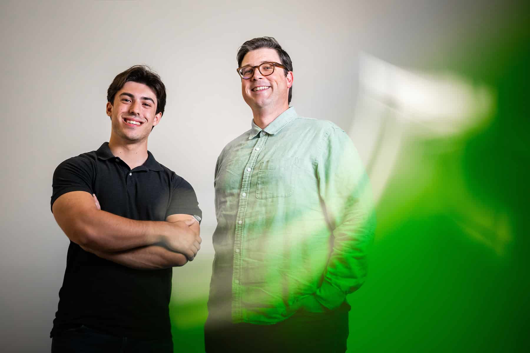 From left: UNT Moot Court president Austin Boyd and coach Adam Whitten