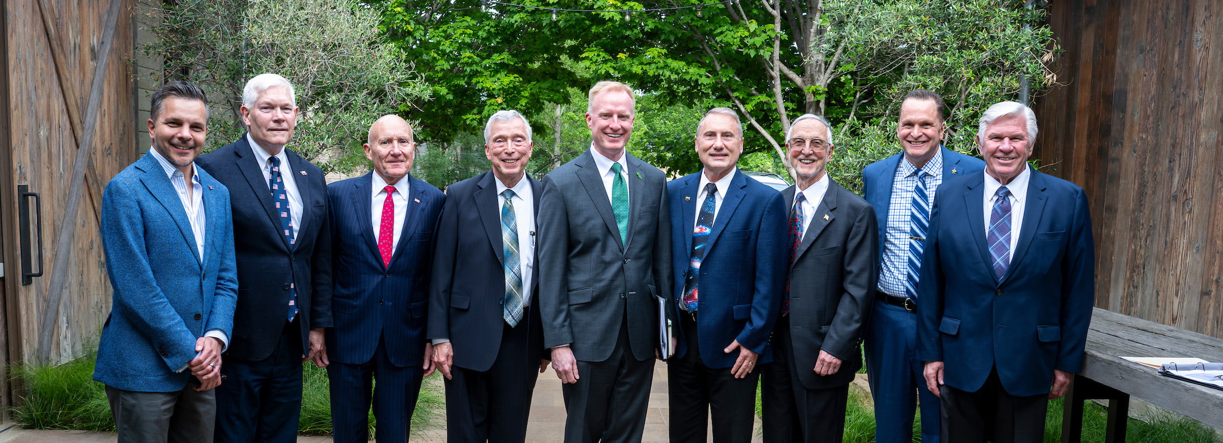 UNT President Harrison Keller, Ph.D., and others pose for a photo during the inaugural summit of the National Security and Economic Strategy Initiative