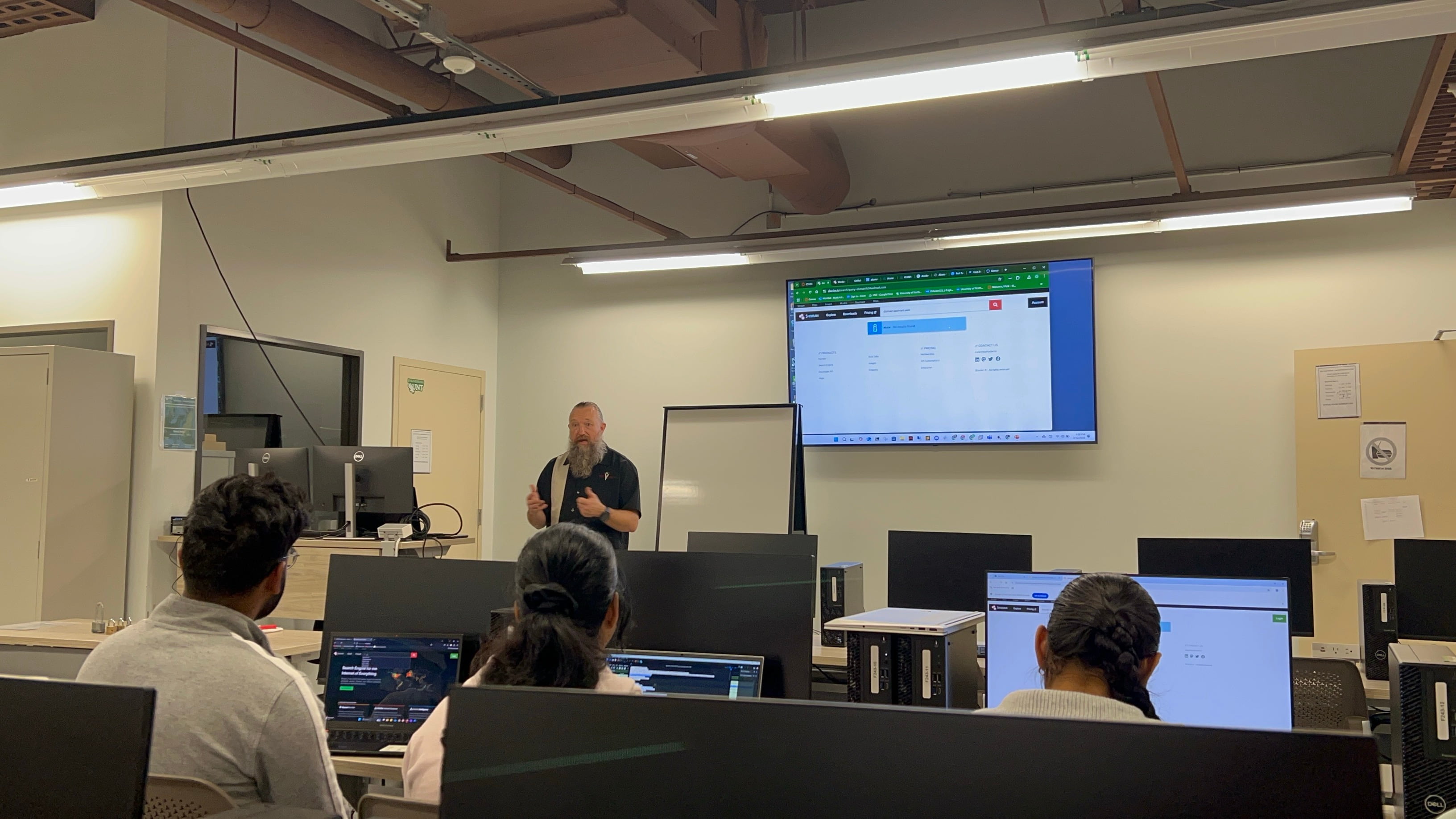 Hoffman teaching during a Cyber Security Penetration Testing class