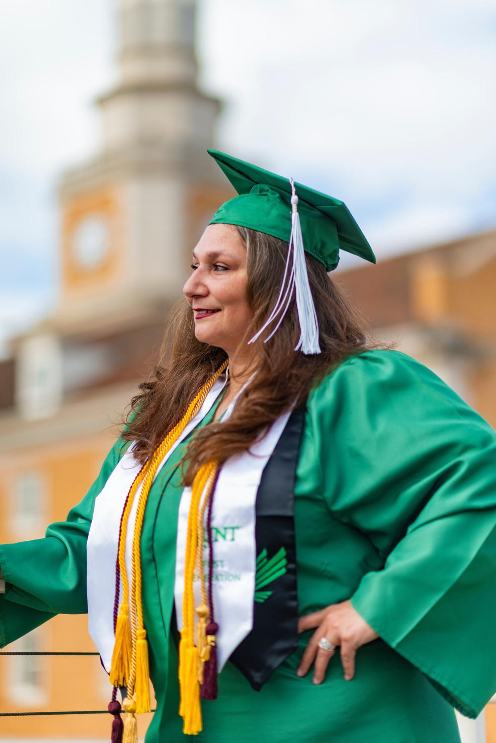 Rebecca Ravsten in her green regalia