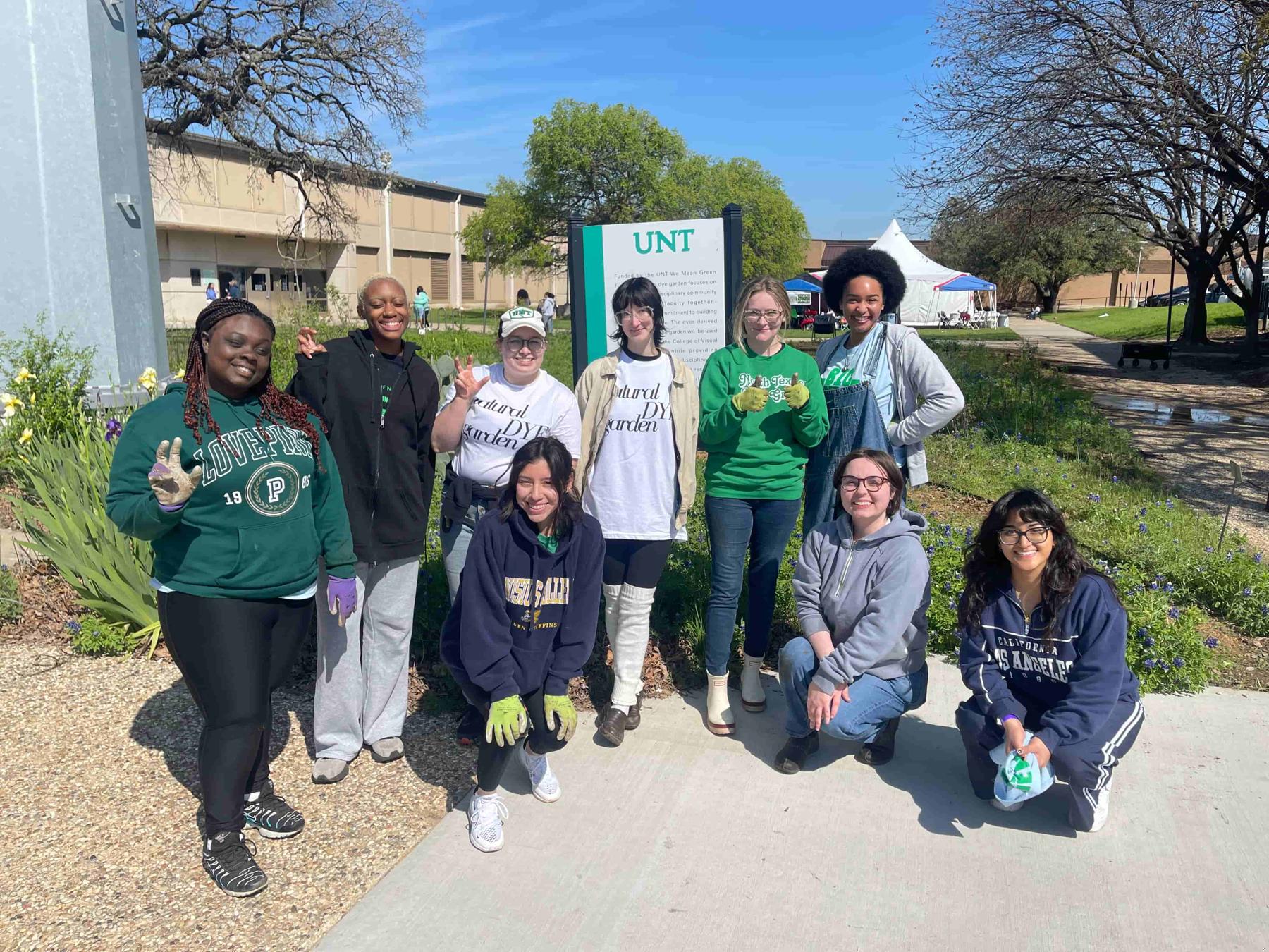 Members of the Spanish Club during a Community Garden volunteer day