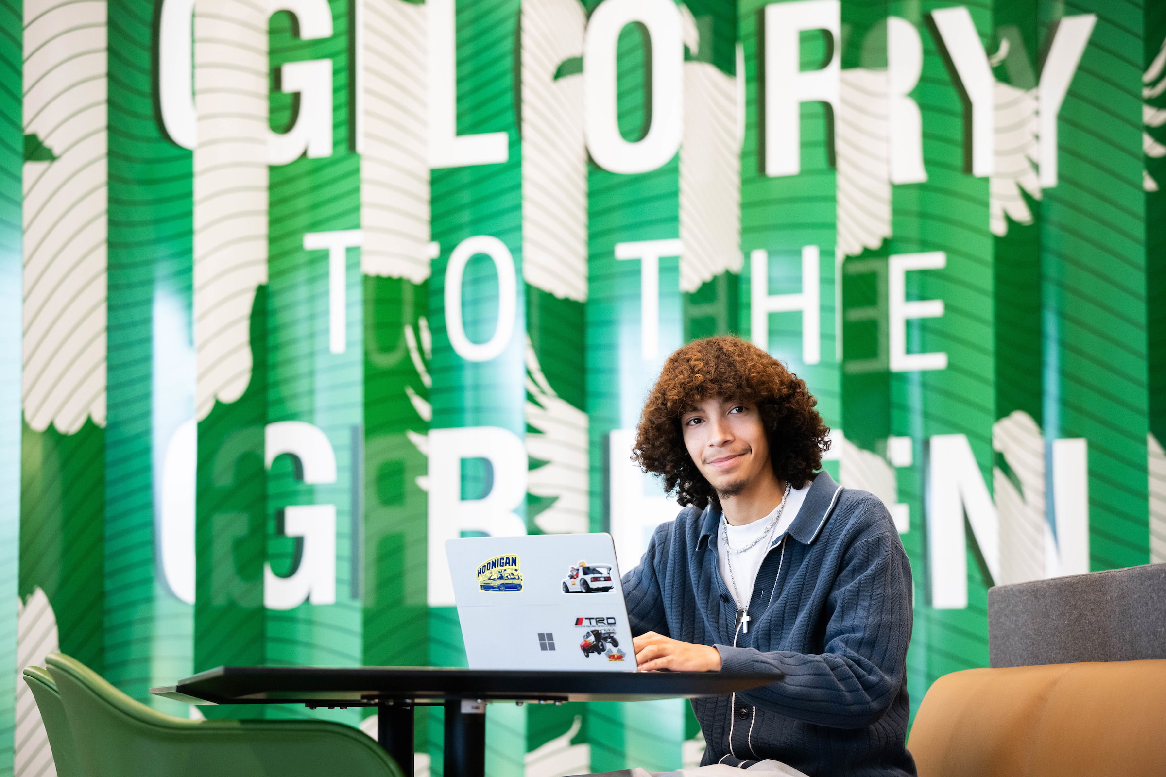 A student at UNT at Frisco's campus