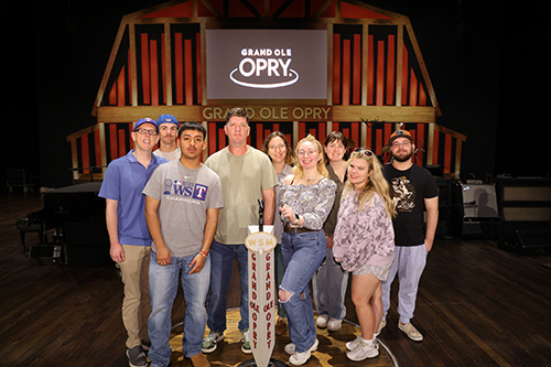 UNT students on the Grand Ole Opry stage