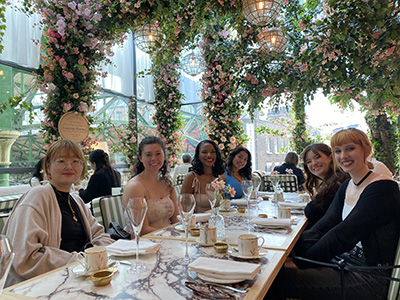 Students enjoy a traditional English tea service while studying abroad in London, England