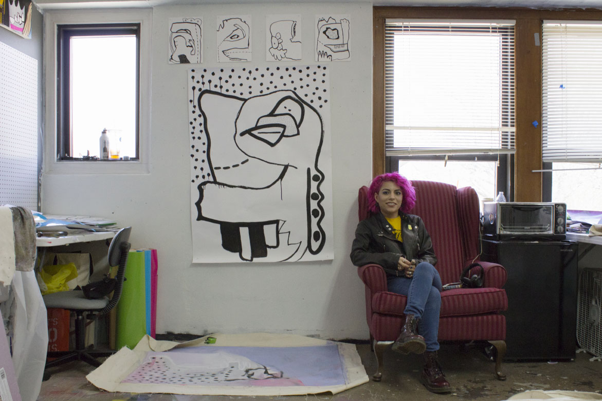 Cynthia Giron in her Oak Street Hall studio.