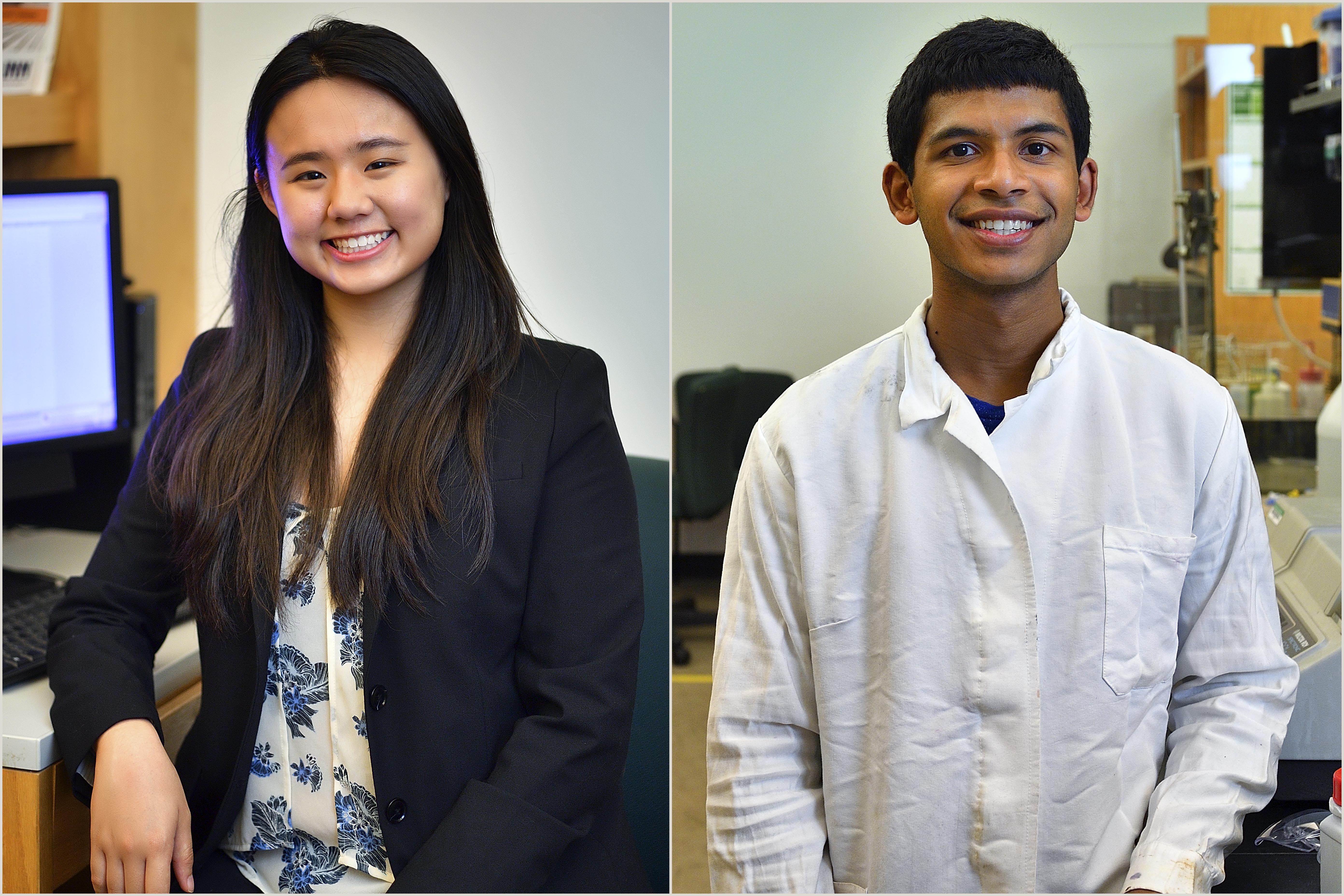 TAMS student Amber Lu (left) won the 2017 Goldwater Scholarship, Prateek Kalakuntla (right) received honorable mention 