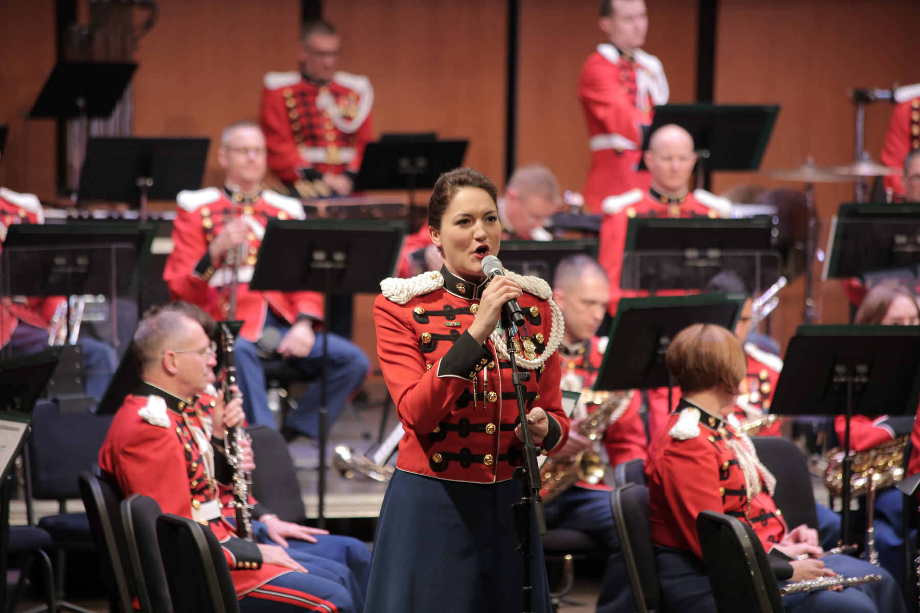 College of Music alumna Gunnery Sgt. Sara Sheffield is the first featured female vocal soloist in Marine Band history and was part of the chorus at the state funeral for former President George H. W. Bush in Washington, D.C.